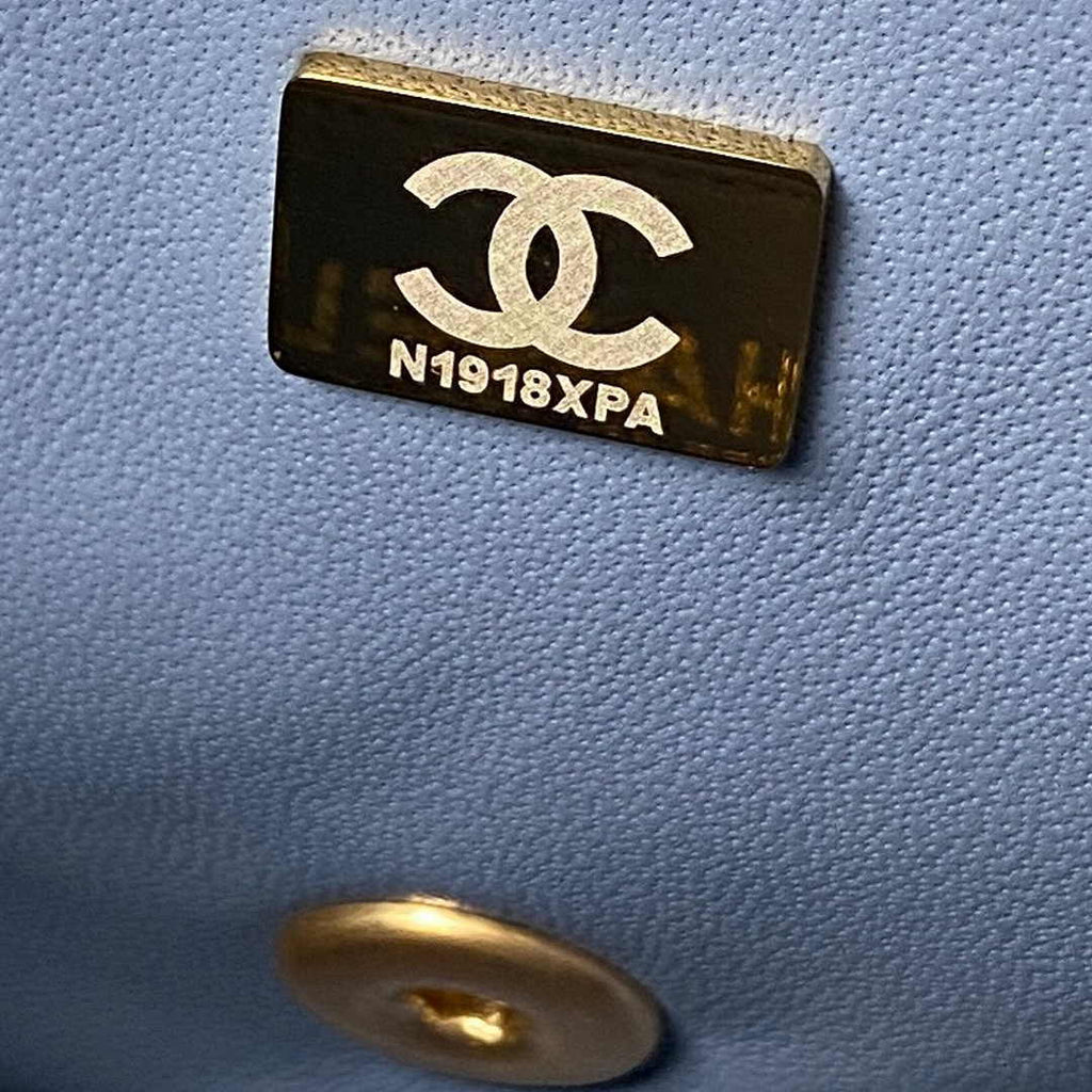 Chanel AS1786 23S Mini Flap Bag Gold Metal Lambskin Blue