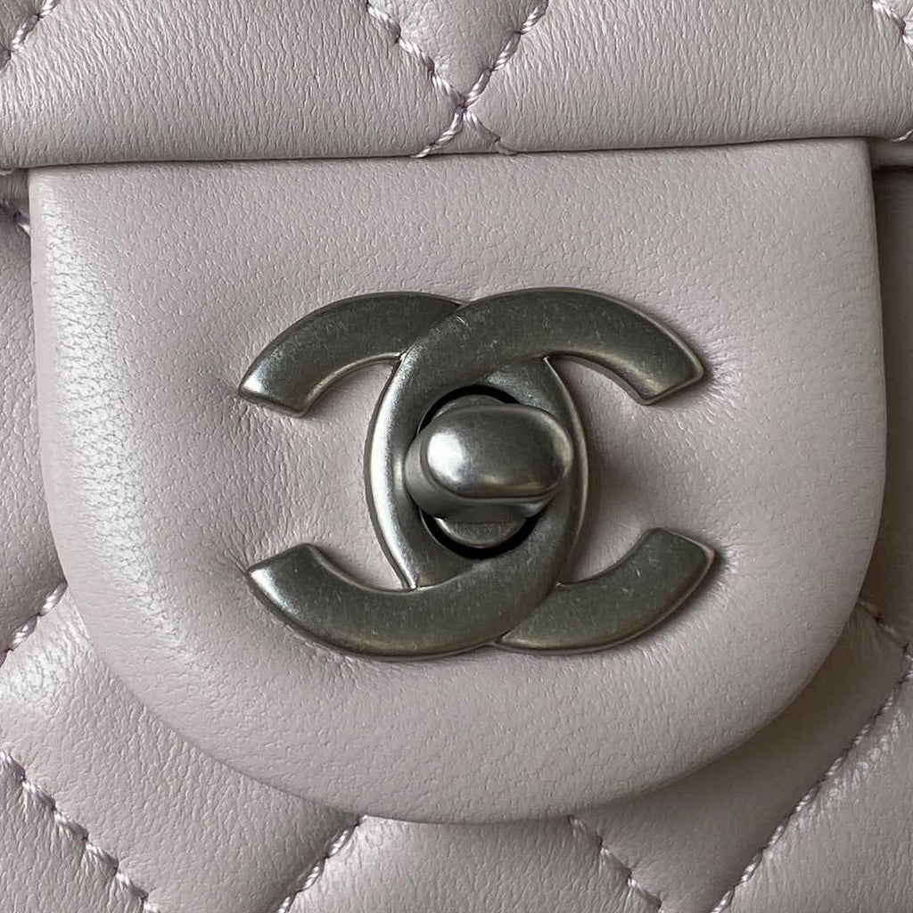 Chanel AS1786 23S Mini Flap Bag Silver Metal Lambskin Light Pink