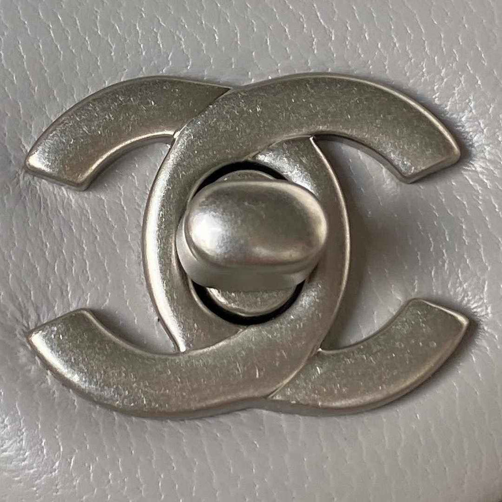 Chanel AS1786 23S Mini Flap Bag Silver Metal Lambskin Gray