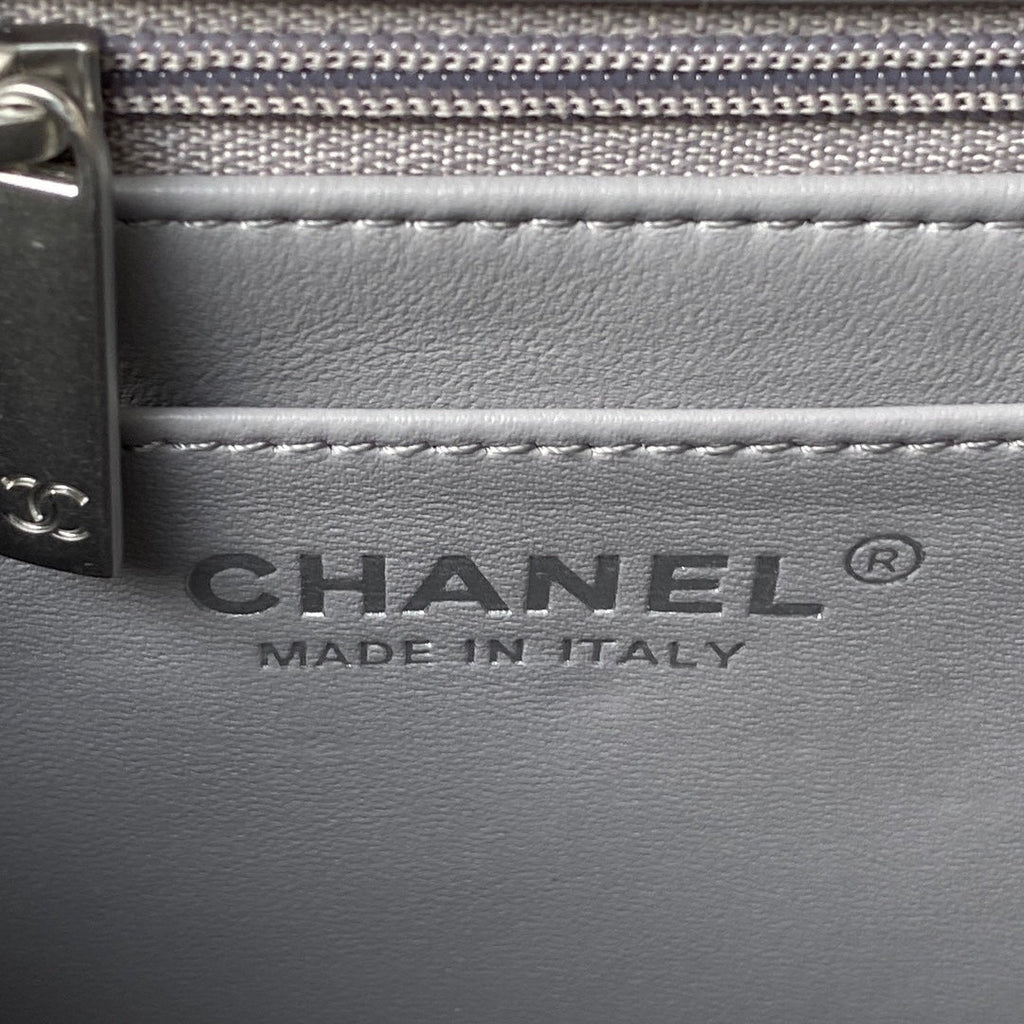 Chanel AS1786 23S Mini Flap Bag Silver Metal Lambskin Gray