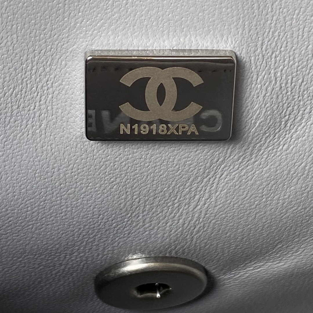 Chanel AS1786 23S Mini Flap Bag Silver Metal Lambskin Gray