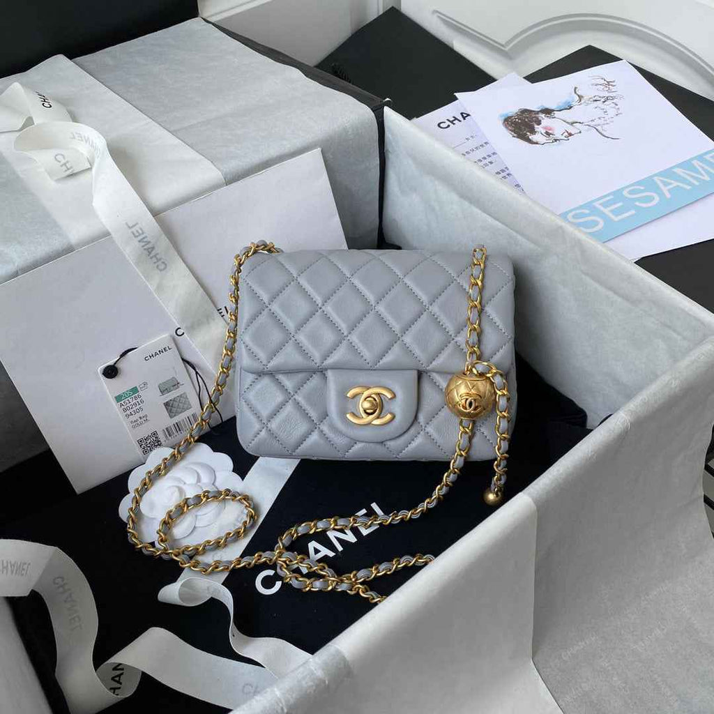 Chanel AS1786 Mini Flap Bag Lambskin Gray