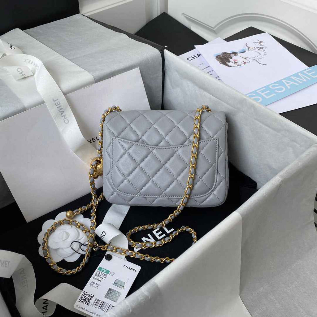 Chanel AS1786 Mini Flap Bag Lambskin Gray