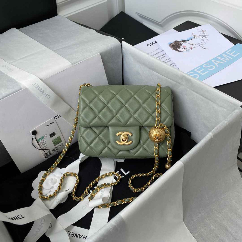 Chanel AS1786 Mini Flap Bag Lambskin Green