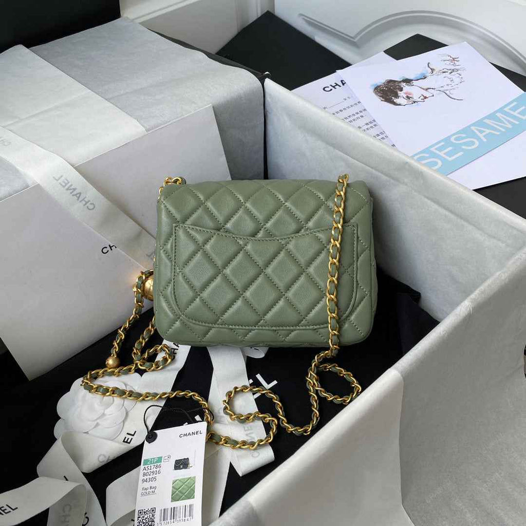 Chanel AS1786 Mini Flap Bag Lambskin Green