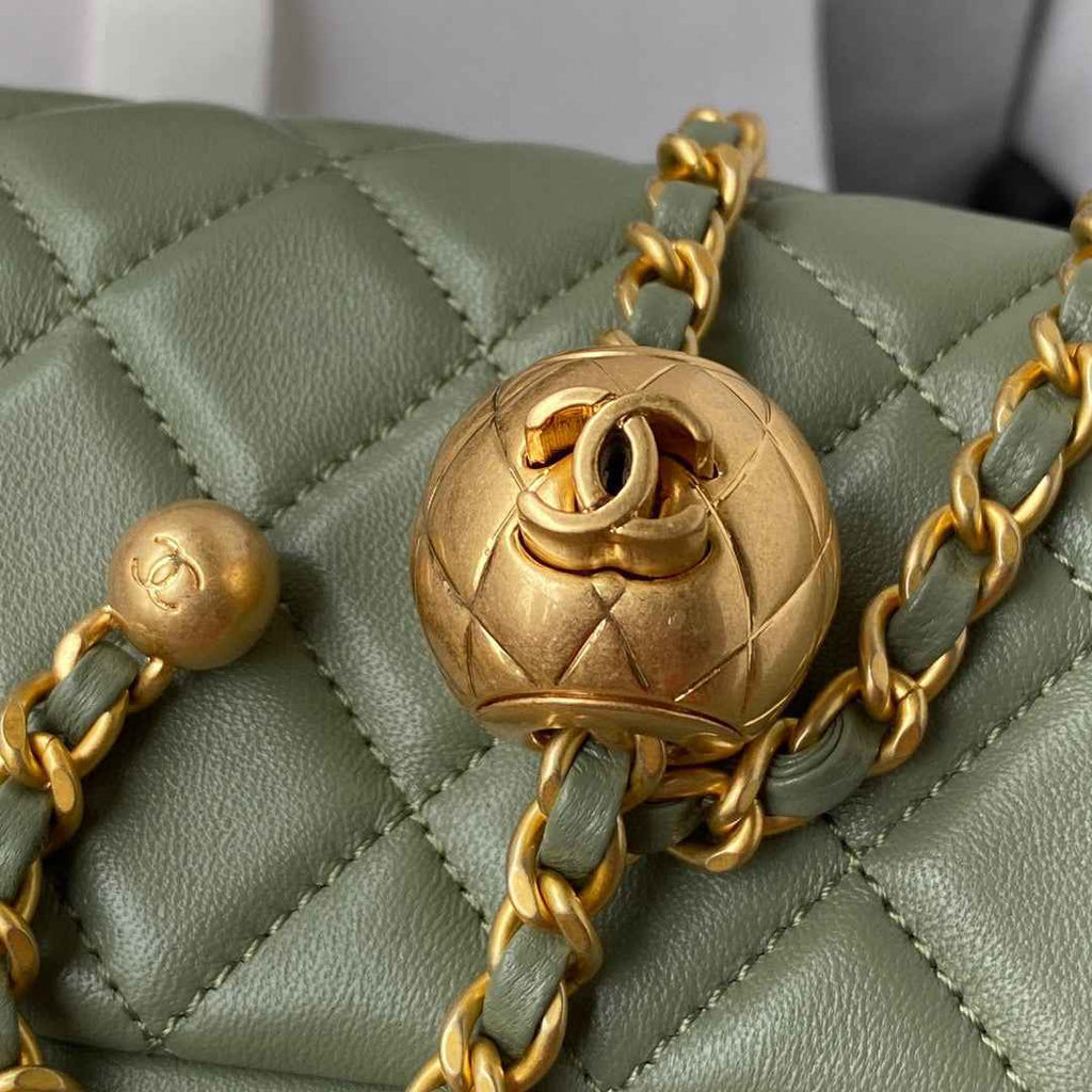 Chanel AS1786 Mini Flap Bag Lambskin Green