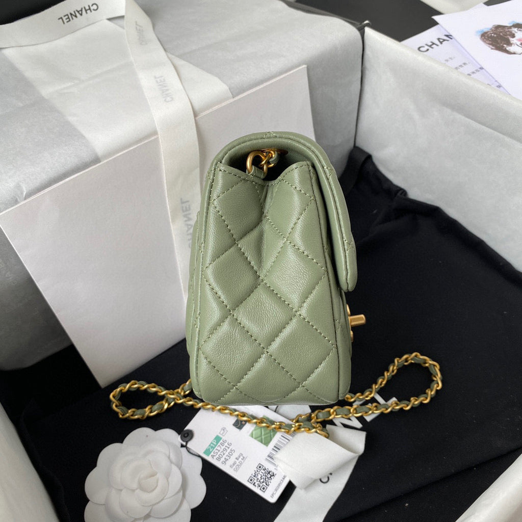 Chanel AS1786 Mini Flap Bag Lambskin Green