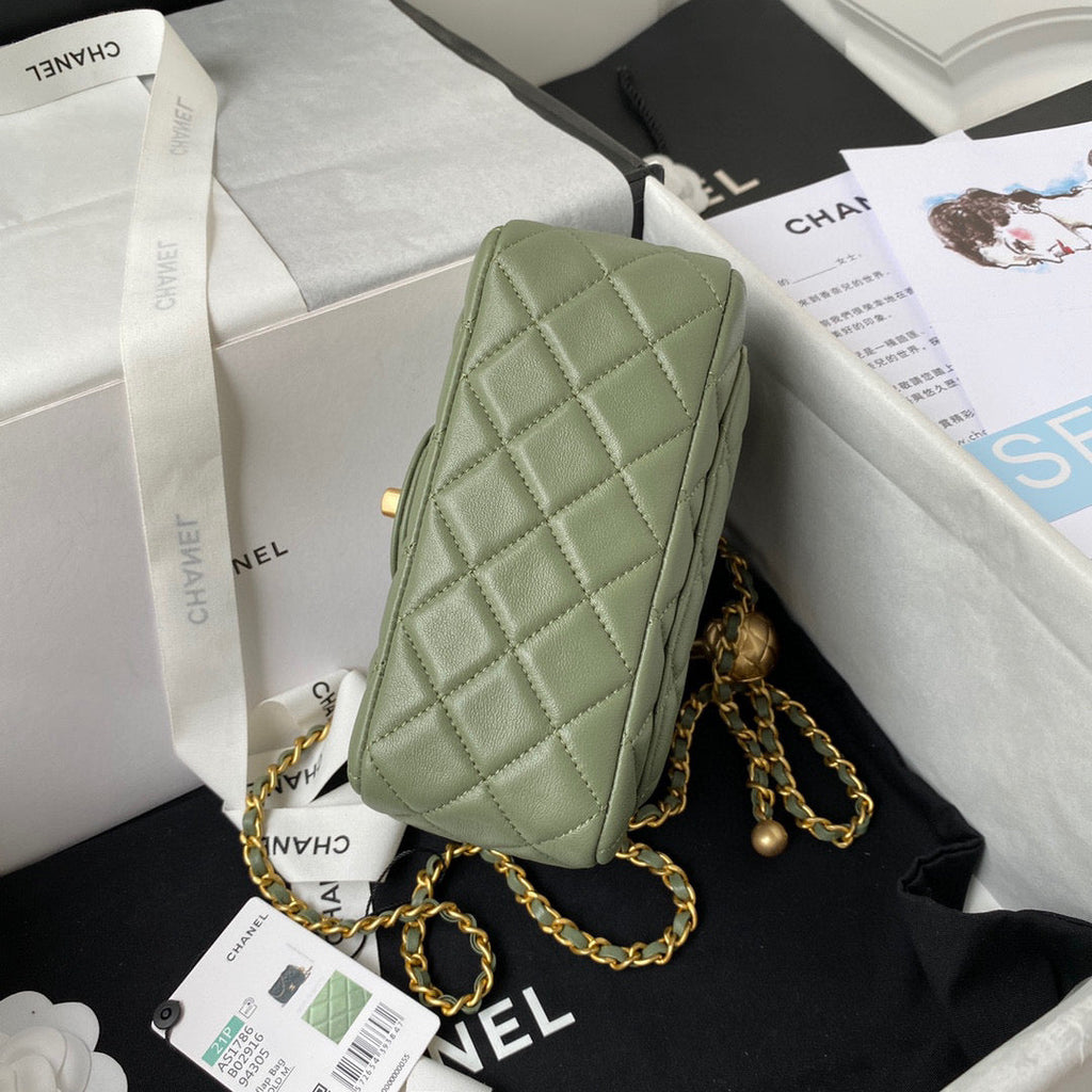 Chanel AS1786 Mini Flap Bag Lambskin Green