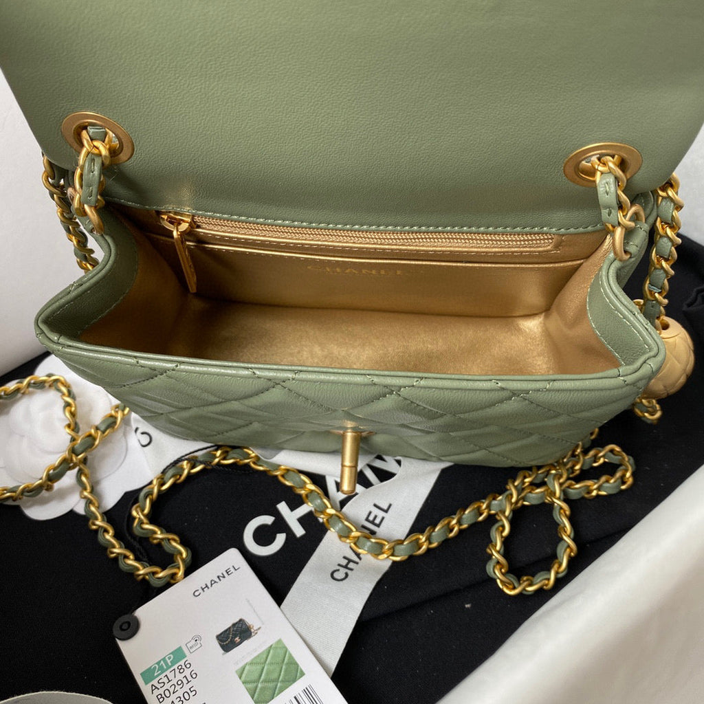 Chanel AS1786 Mini Flap Bag Lambskin Green