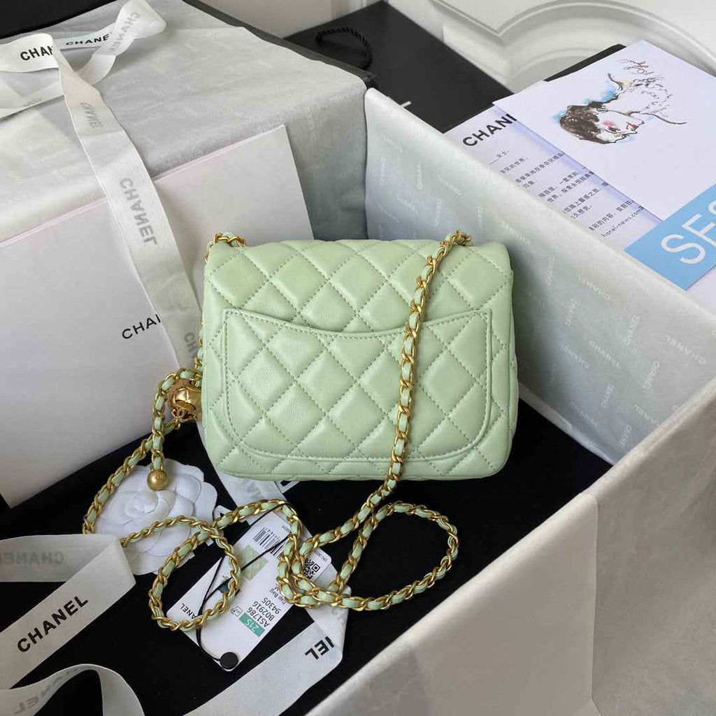 Chanel AS1786 Mini Flap Bag Lambskin Light Green