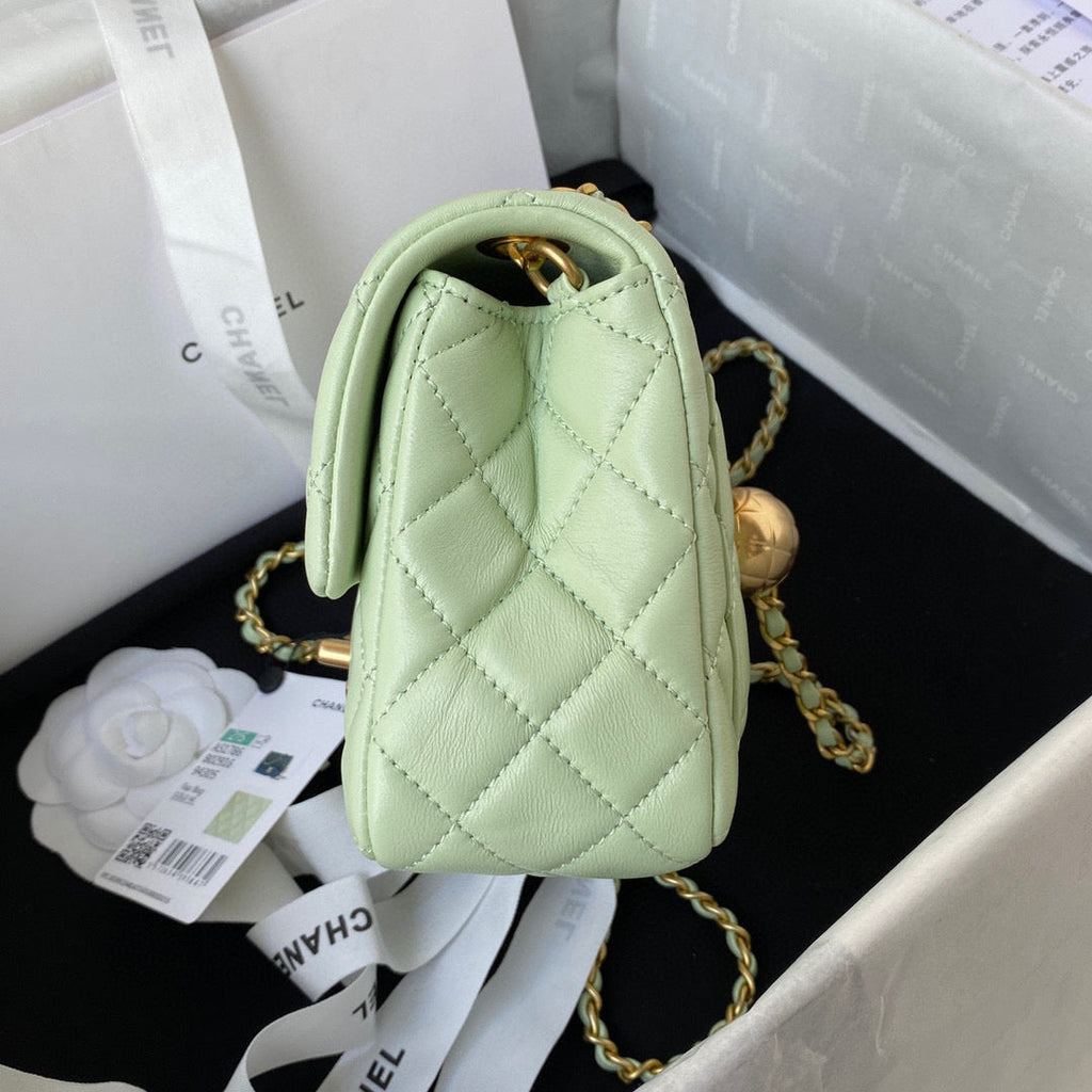 Chanel AS1786 Mini Flap Bag Lambskin Light Green