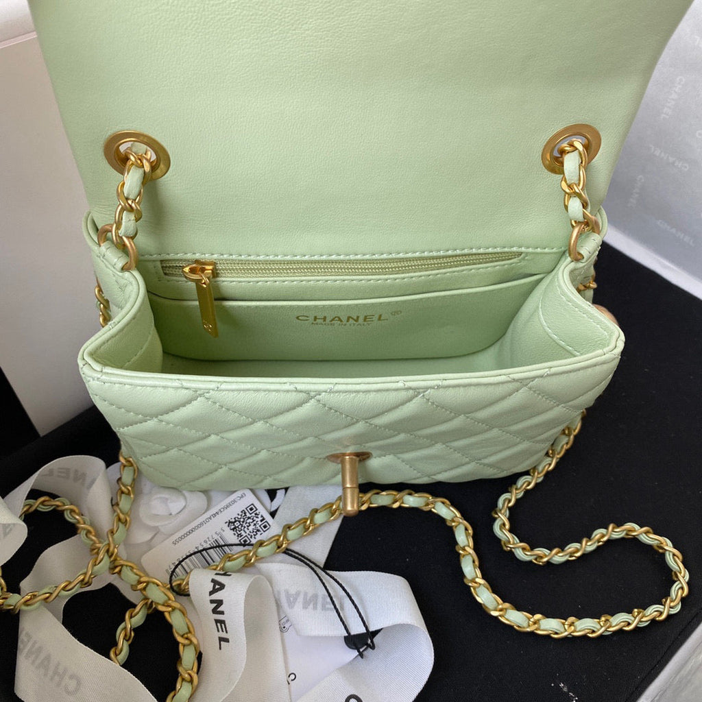 Chanel AS1786 Mini Flap Bag Lambskin Light Green