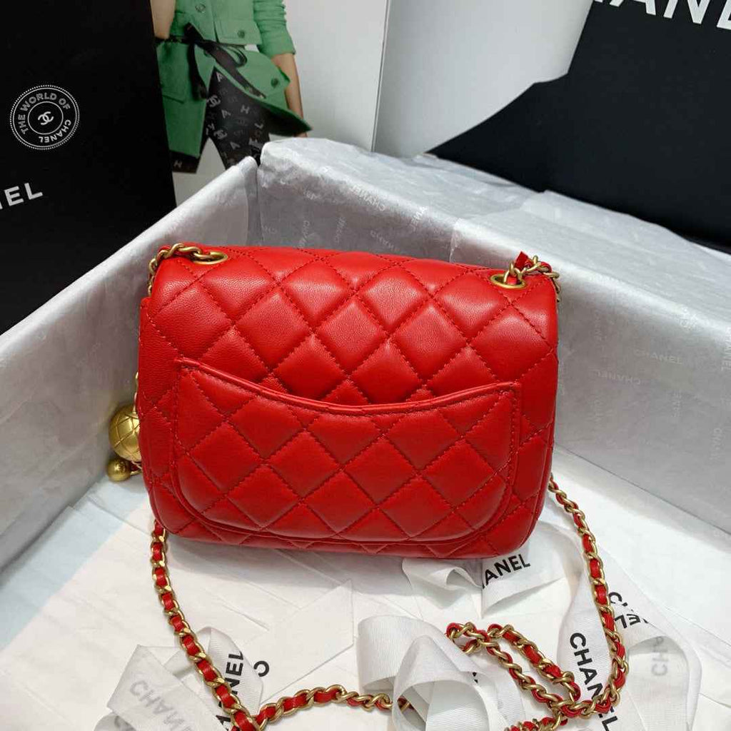 Chanel AS1786 Mini Flap Bag Lambskin Red