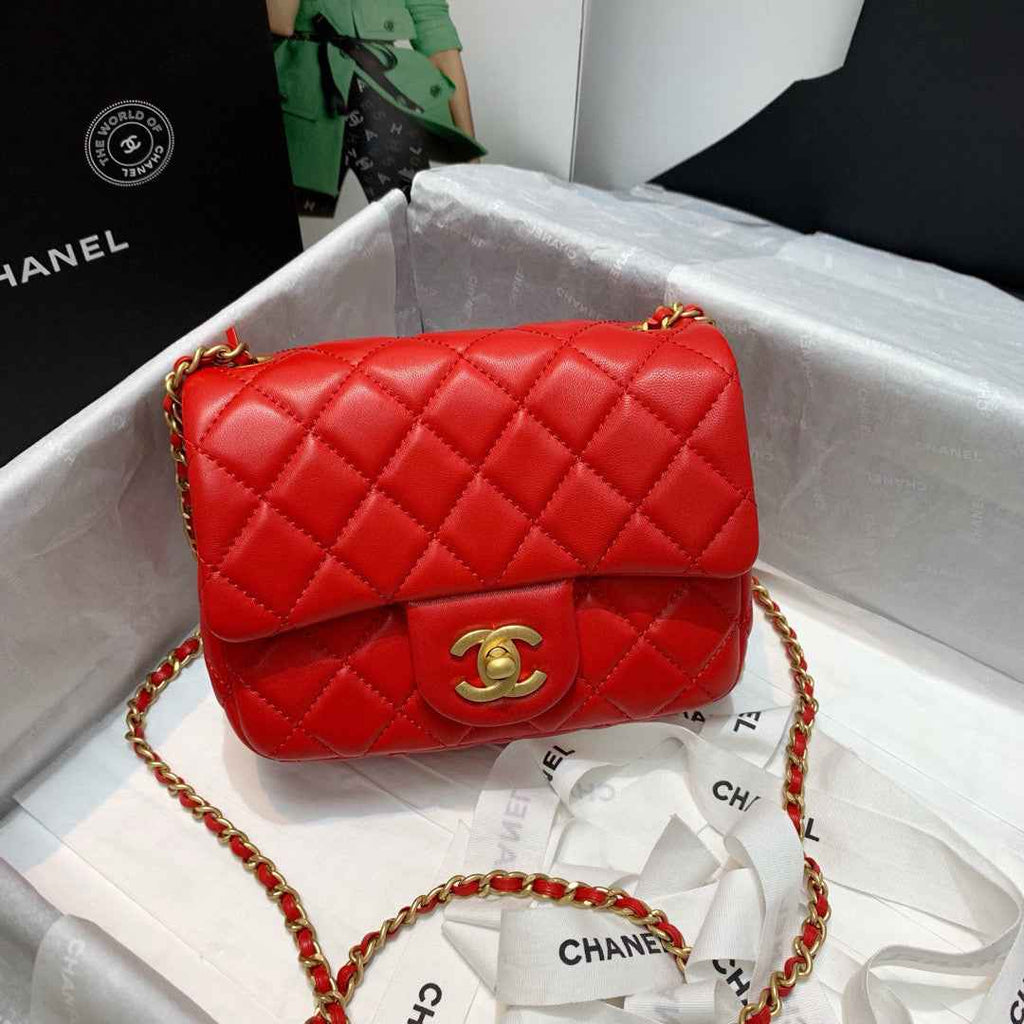 Chanel AS1786 Mini Flap Bag Lambskin Red