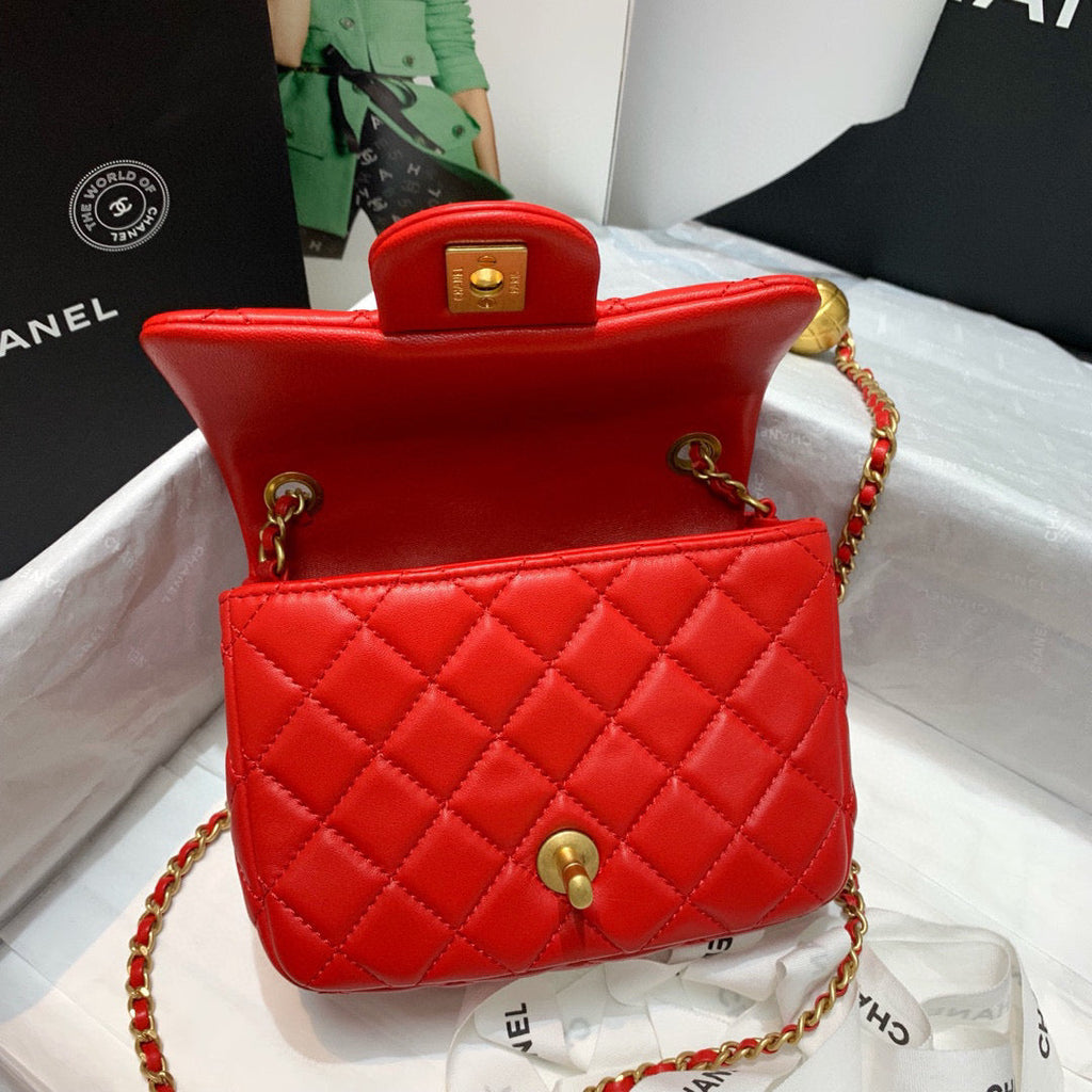 Chanel AS1786 Mini Flap Bag Lambskin Red