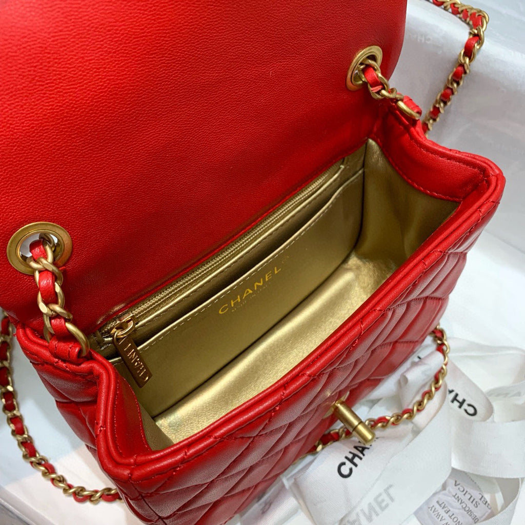Chanel AS1786 Mini Flap Bag Lambskin Red