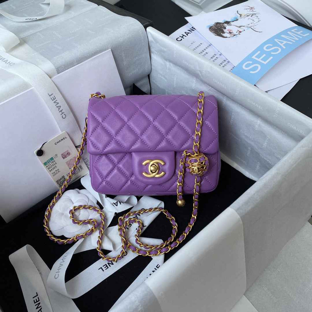 Chanel AS1786 Mini Flap Bag Lambskin Purple