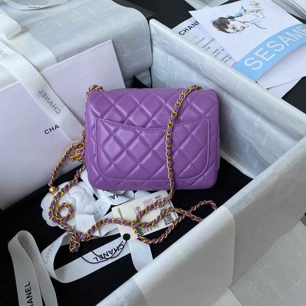 Chanel AS1786 Mini Flap Bag Lambskin Purple