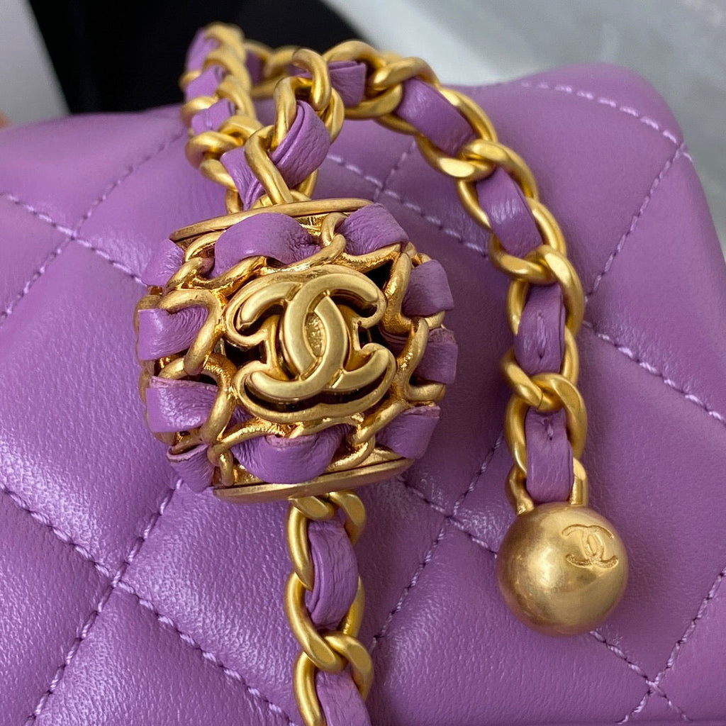 Chanel AS1786 Mini Flap Bag Lambskin Purple