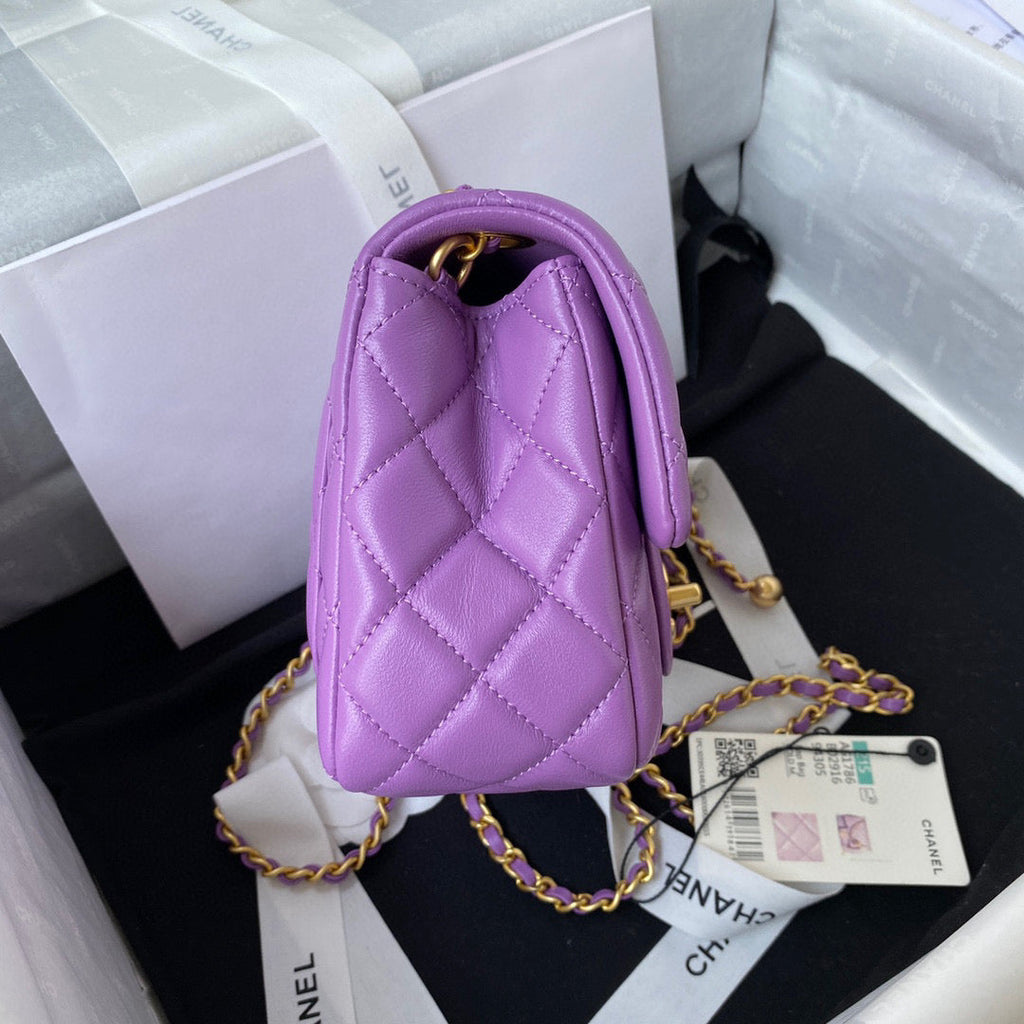Chanel AS1786 Mini Flap Bag Lambskin Purple