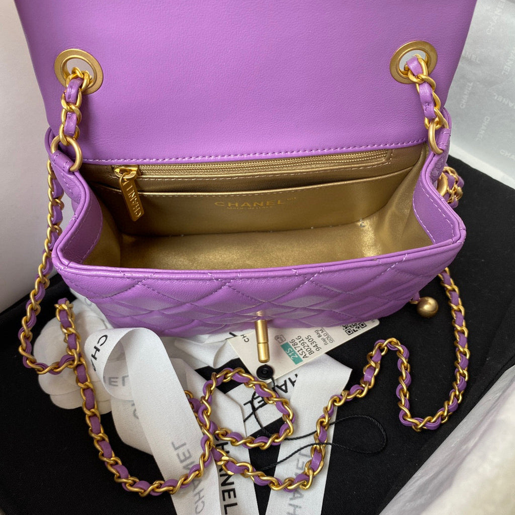 Chanel AS1786 Mini Flap Bag Lambskin Purple