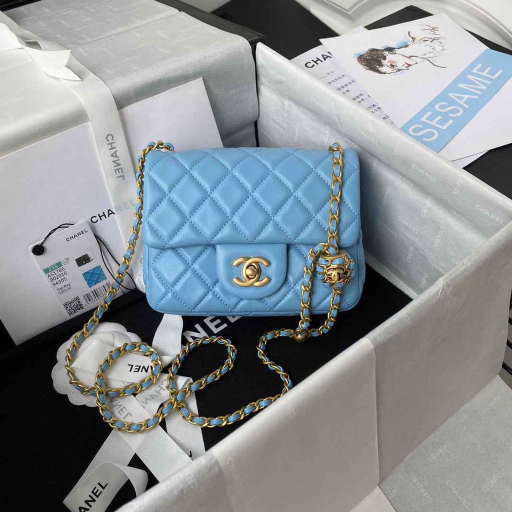 Chanel AS1786 Mini Flap Bag Lambskin Blue