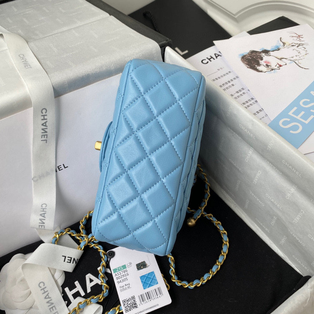 Chanel AS1786 Mini Flap Bag Lambskin Blue