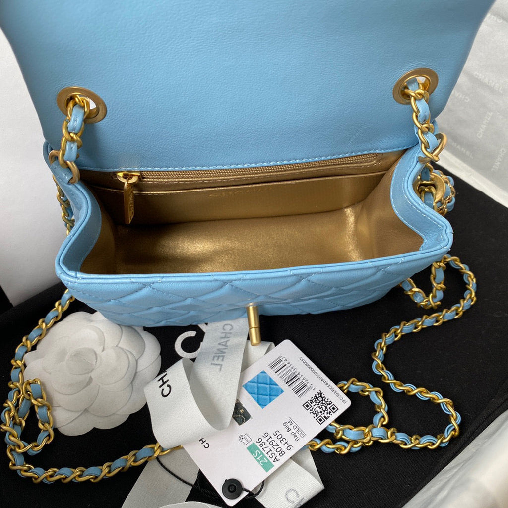 Chanel AS1786 Mini Flap Bag Lambskin Blue