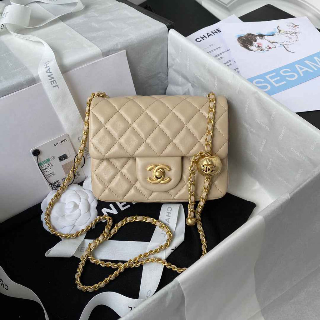 Chanel AS1786 Mini Flap Bag Lambskin Apricot