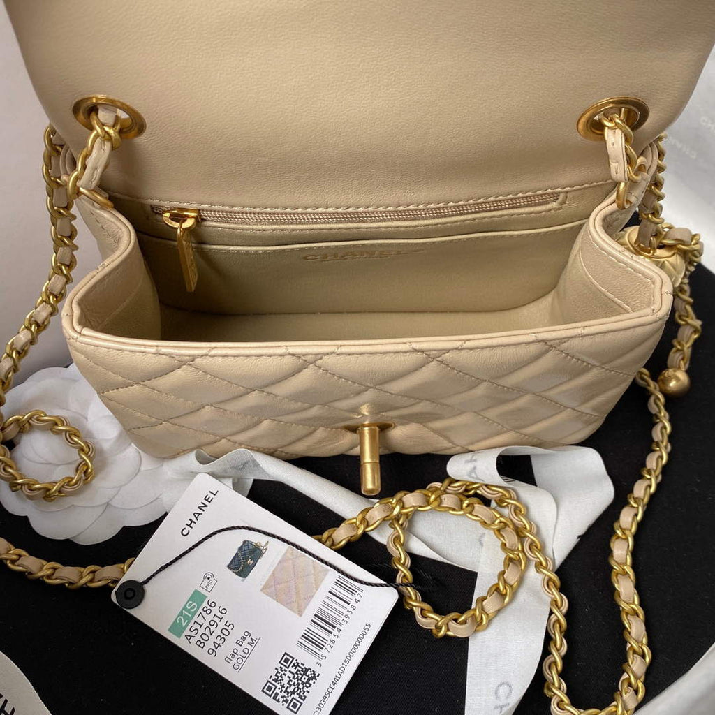 Chanel AS1786 Mini Flap Bag Lambskin Apricot