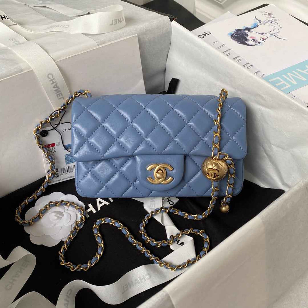 Chanel AS1787 23S Small Flap Bag Lambskin Blue