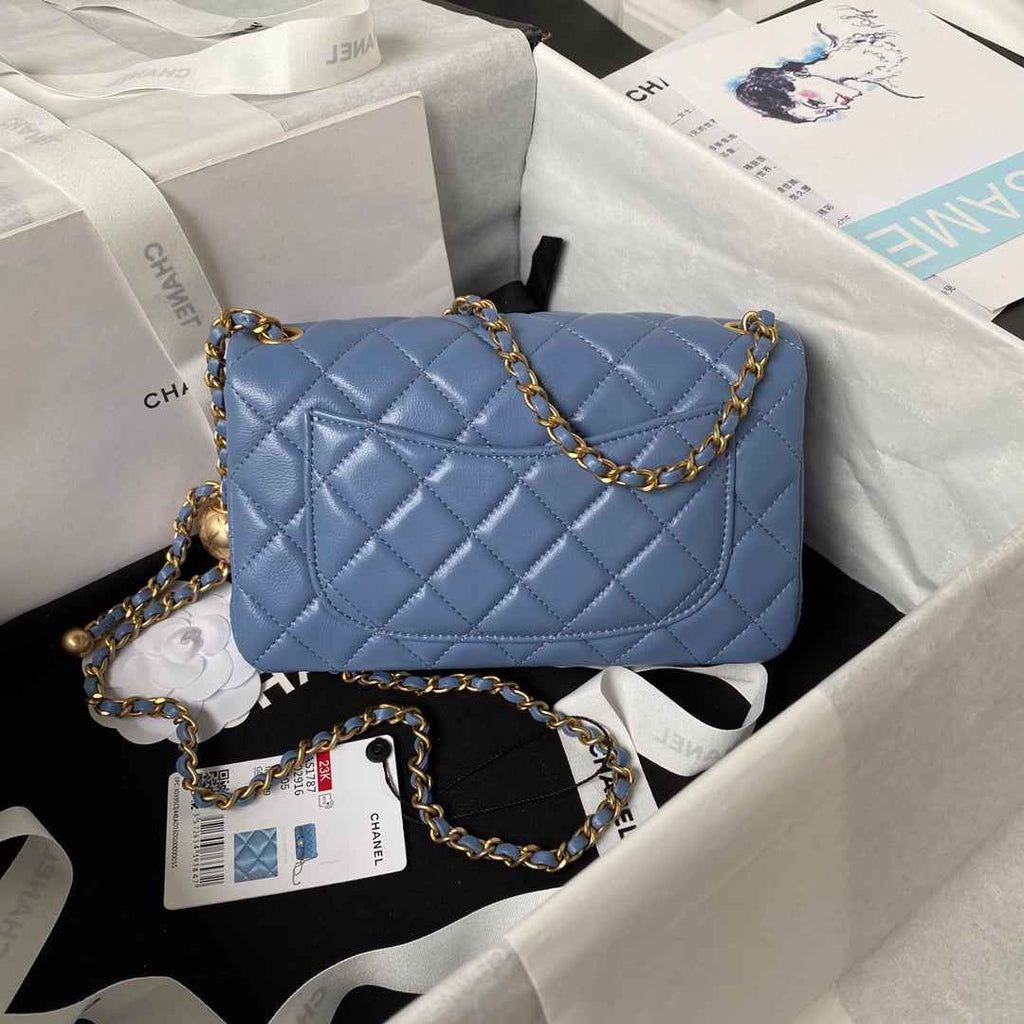 Chanel AS1787 23S Small Flap Bag Lambskin Blue