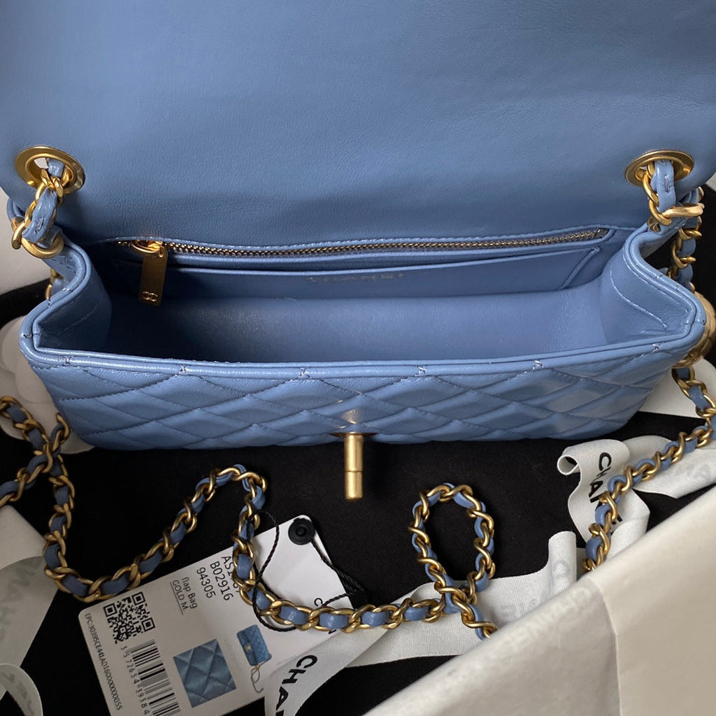 Chanel AS1787 23S Small Flap Bag Lambskin Blue