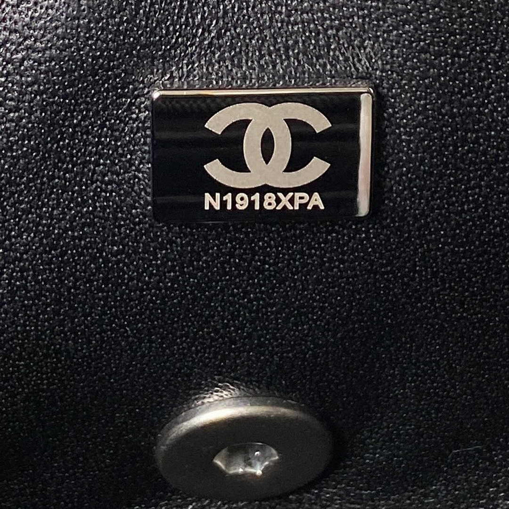 Chanel AS1787 23S Small Flap Bag Silver Metal Lambskin Black
