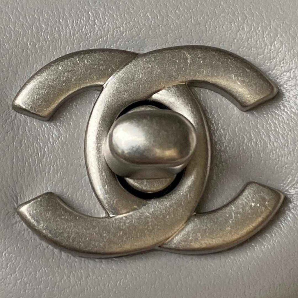 Chanel AS1787 23S Small Flap Bag Silver Metal Lambskin Gray