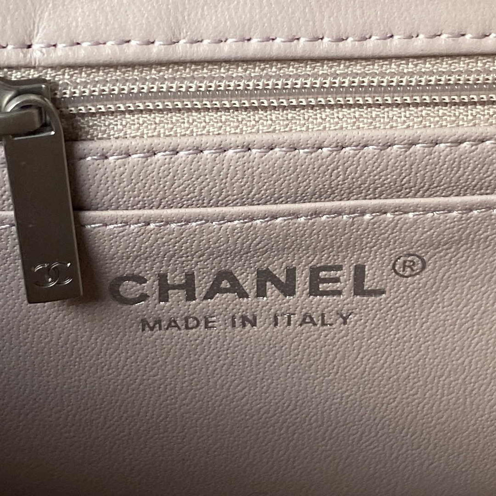 Chanel AS1787 23S Small Flap Bag Silver Metal Lambskin Light Pink