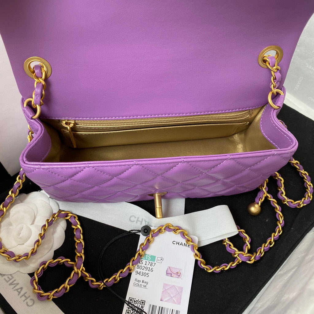 Chanel AS1787 Small Flap Bag Lambskin Purple