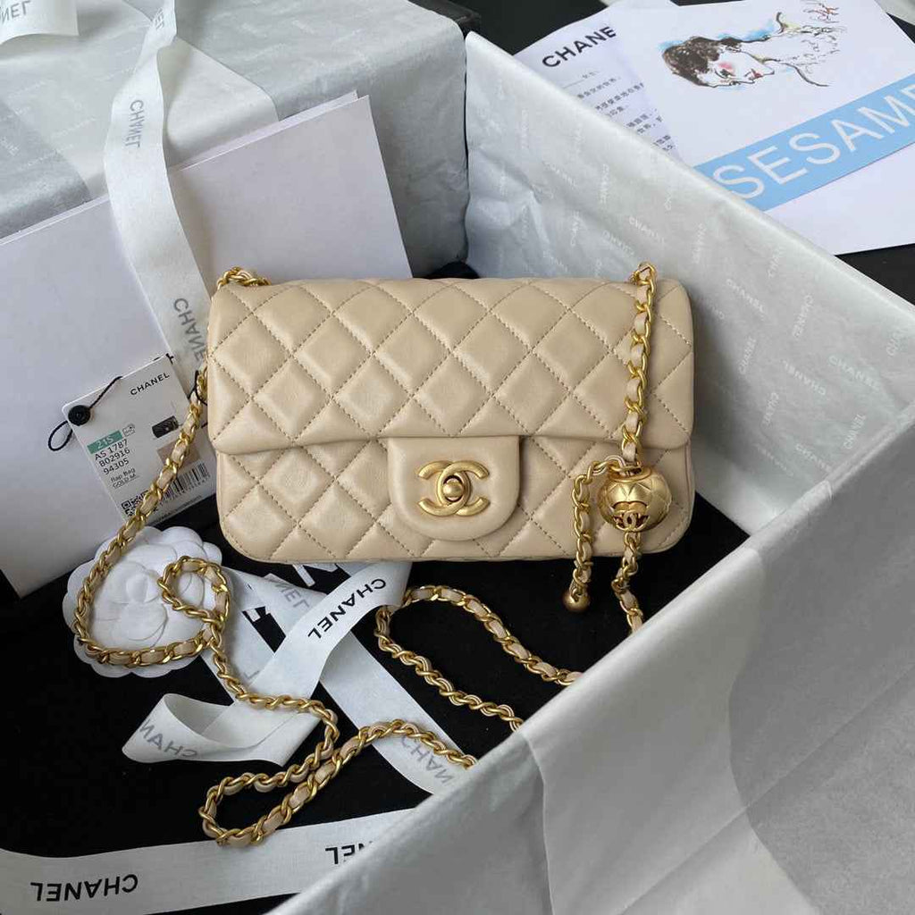 Chanel AS1787 Small Flap Bag Lambskin apricot