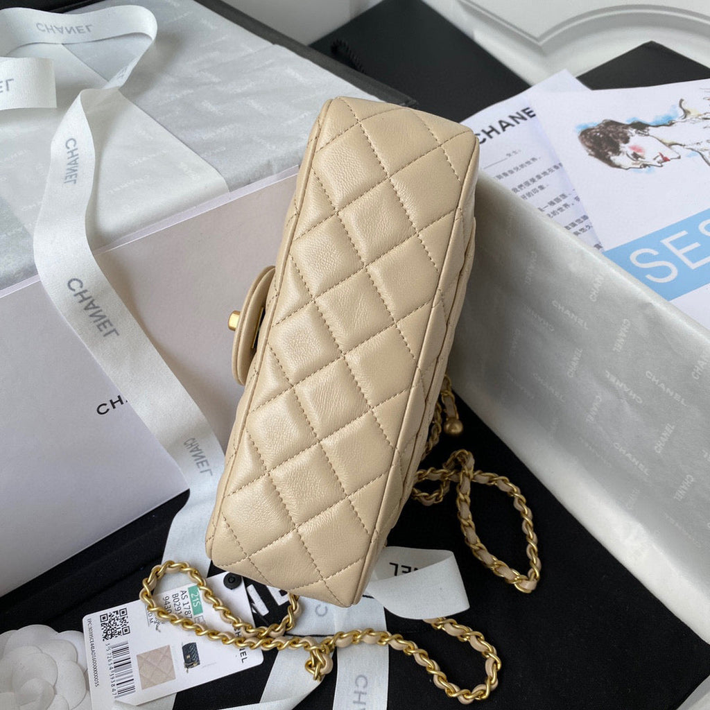 Chanel AS1787 Small Flap Bag Lambskin apricot