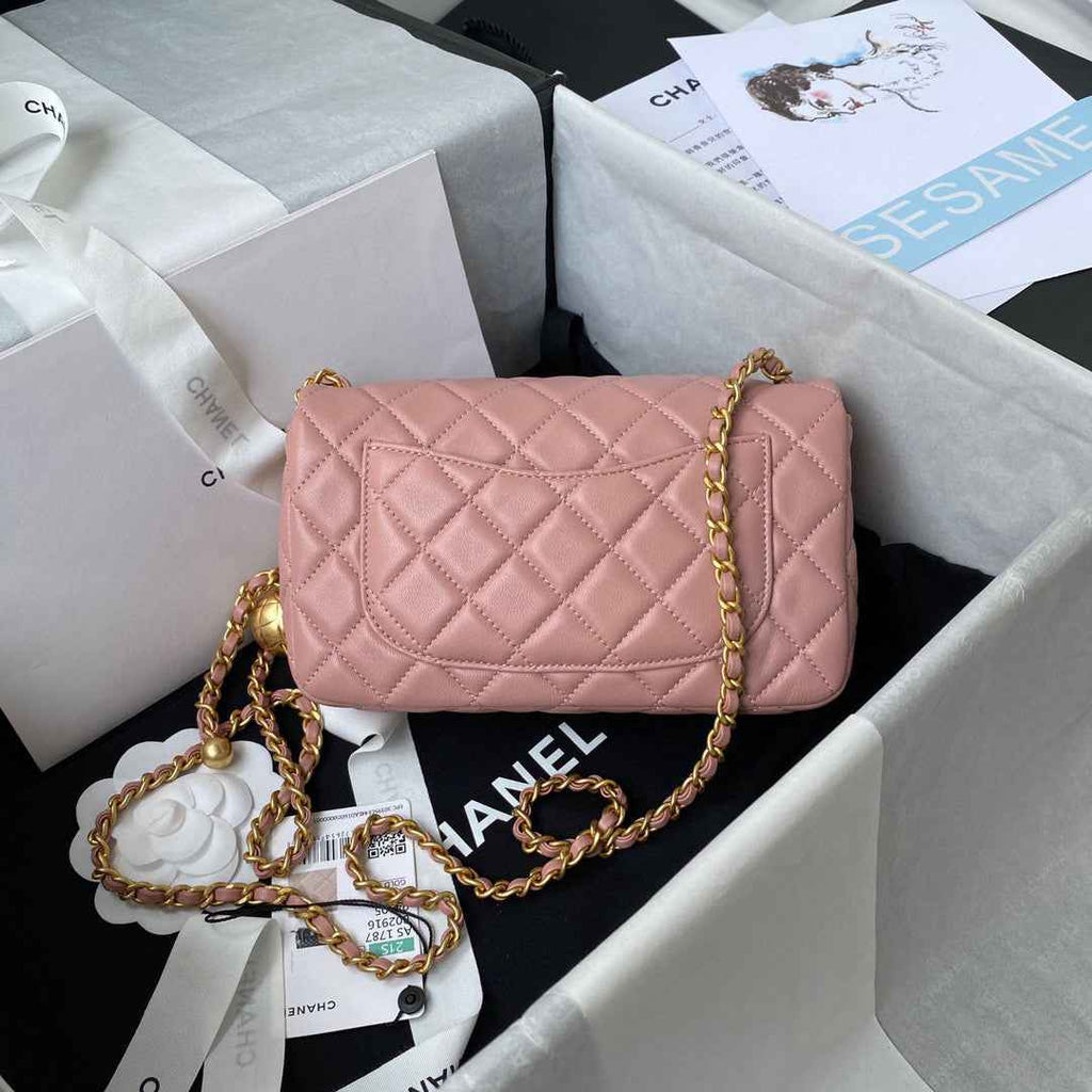 Chanel AS1787 Small Flap Bag Lambskin Pink