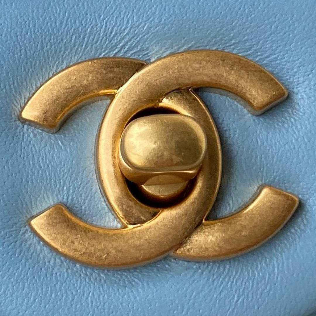 Chanel AS1787 Small Flap Bag Lambskin Blue