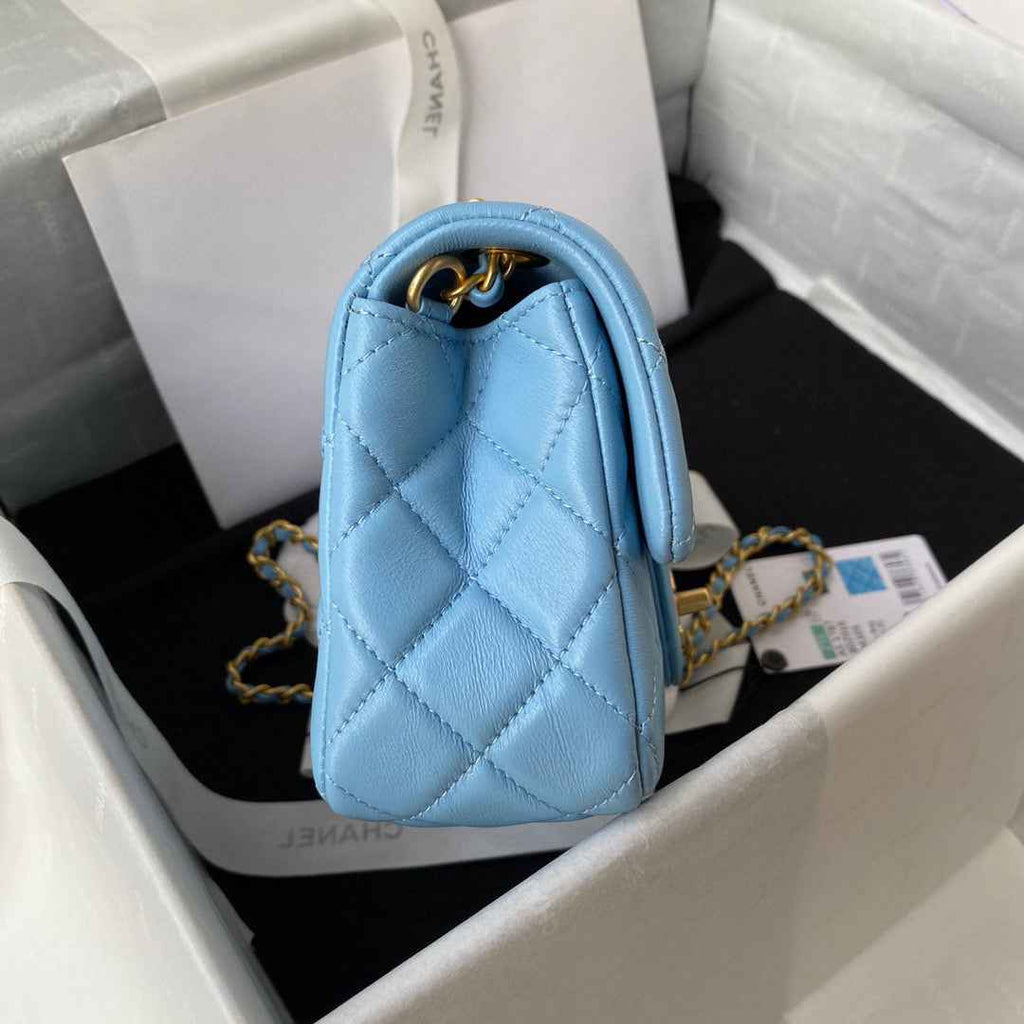 Chanel AS1787 Small Flap Bag Lambskin Blue