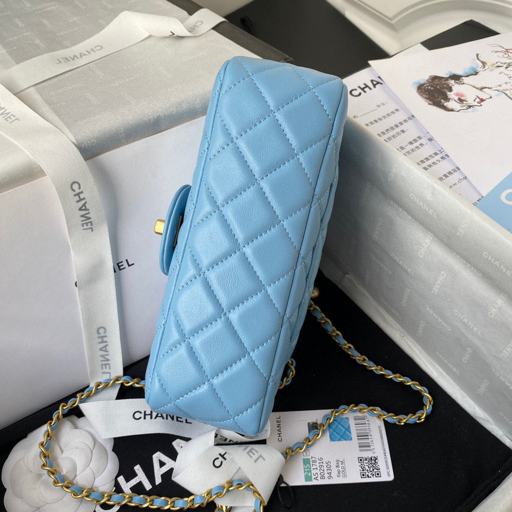 Chanel AS1787 Small Flap Bag Lambskin Blue