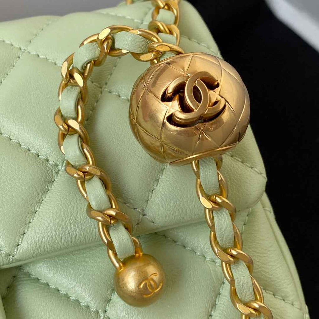 Chanel AS1787 Small Flap Bag Lambskin Light Green