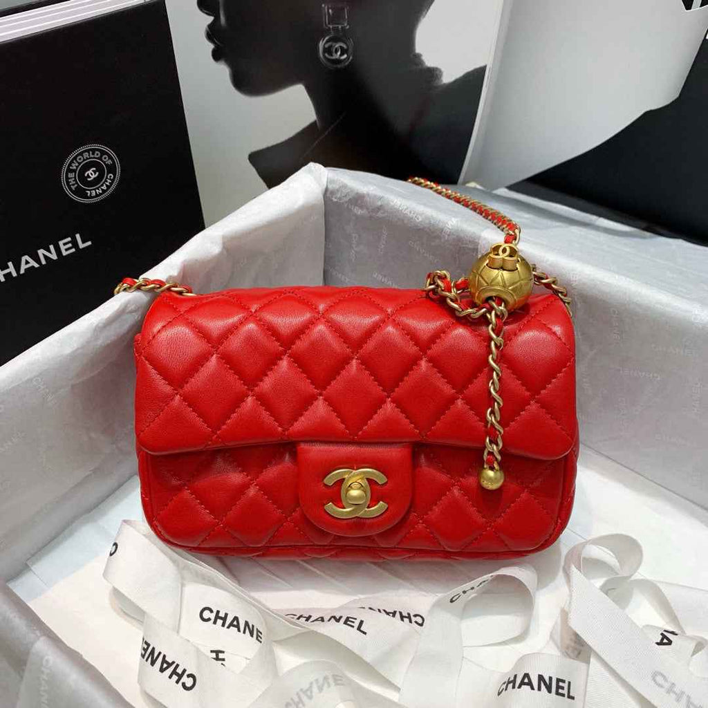 Chanel AS1787 Small Flap Bag Lambskin Red