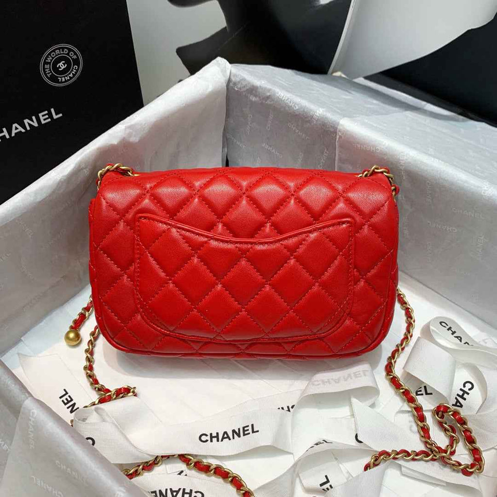 Chanel AS1787 Small Flap Bag Lambskin Red
