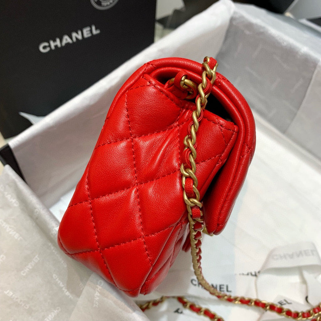 Chanel AS1787 Small Flap Bag Lambskin Red
