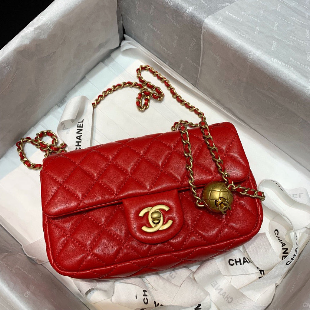Chanel AS1787 Small Flap Bag Lambskin Red