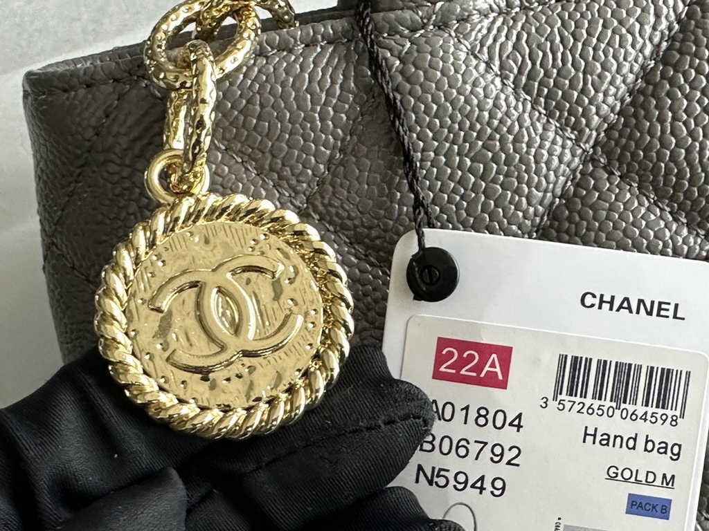 Chanel AS1804 Top Handle Bag Calfskin Gray