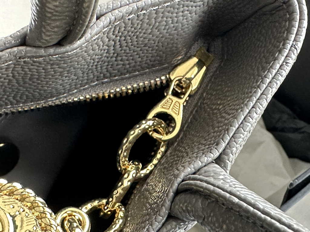 Chanel AS1804 Top Handle Bag Calfskin Gray